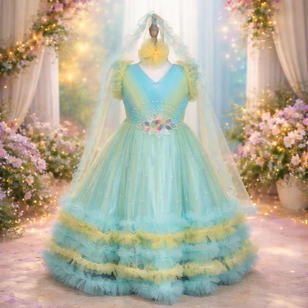 party-princess-frock-greenish-blue